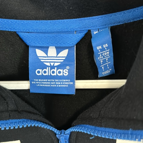 Adidas Mens Activewear Jacket Size Large Black Spellout Trefoil Logo Full Zip - Picture 3 of 7